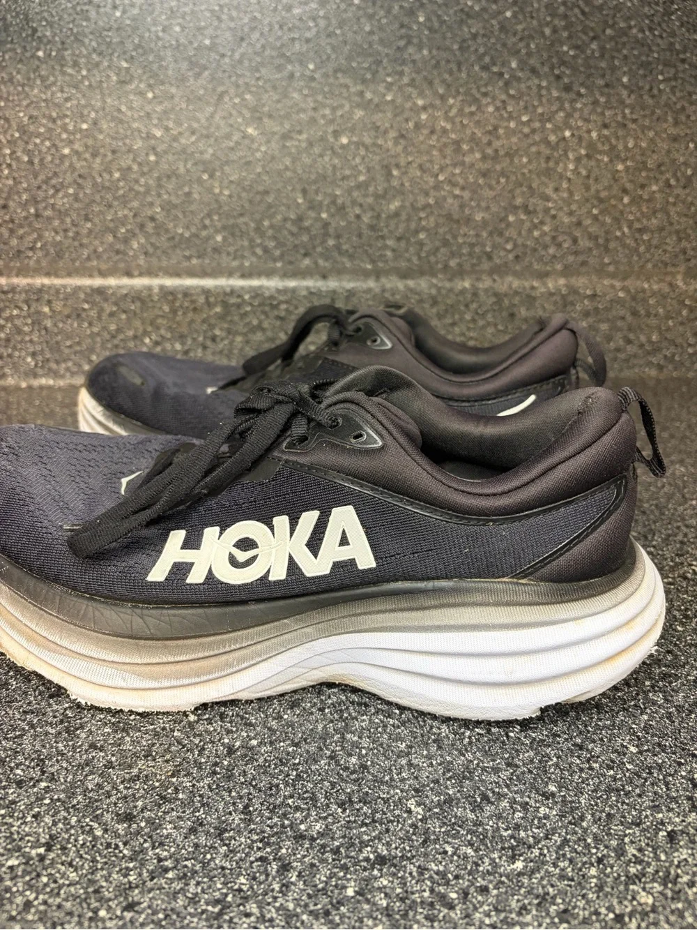 Hoka Men's Black and White Clifton Style Running Shoes